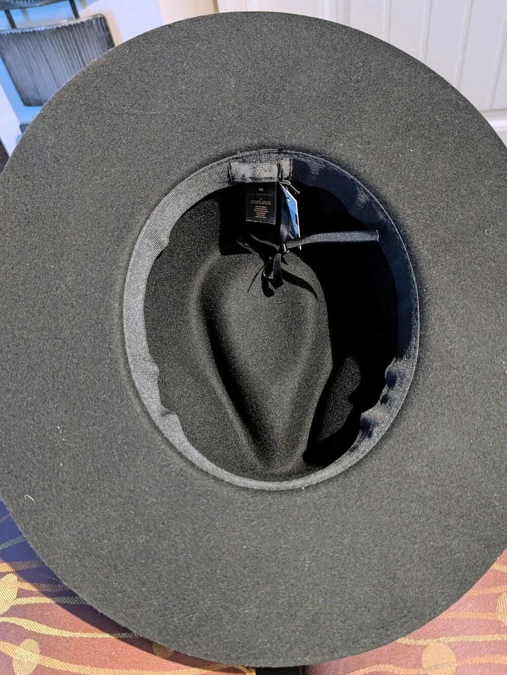 LeLe Sadoughi Farrar Wool Rancher Wide Brim Hat with Decorative Pearls NWT